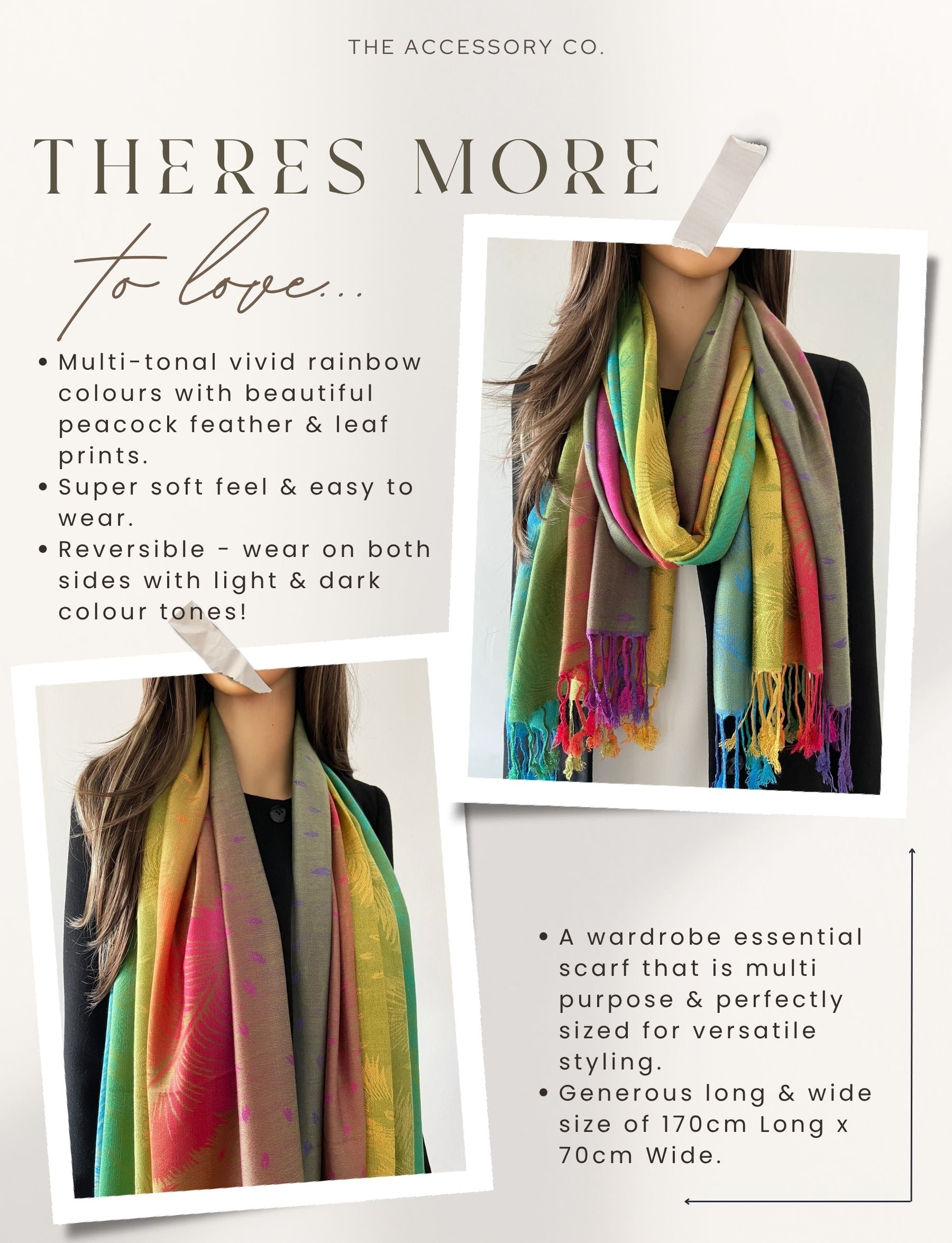 LARGE YELLOW RAINBOW FEATHER AND LEAF PRINT PASHMINA SHAWL SCARF