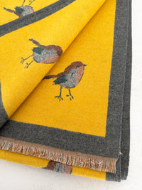 LARGE YELLOW ROBIN REVERSIBLE WINTER SHAWL BLANKET SCARF