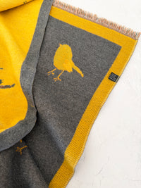 LARGE YELLOW ROBIN REVERSIBLE WINTER SHAWL BLANKET SCARF