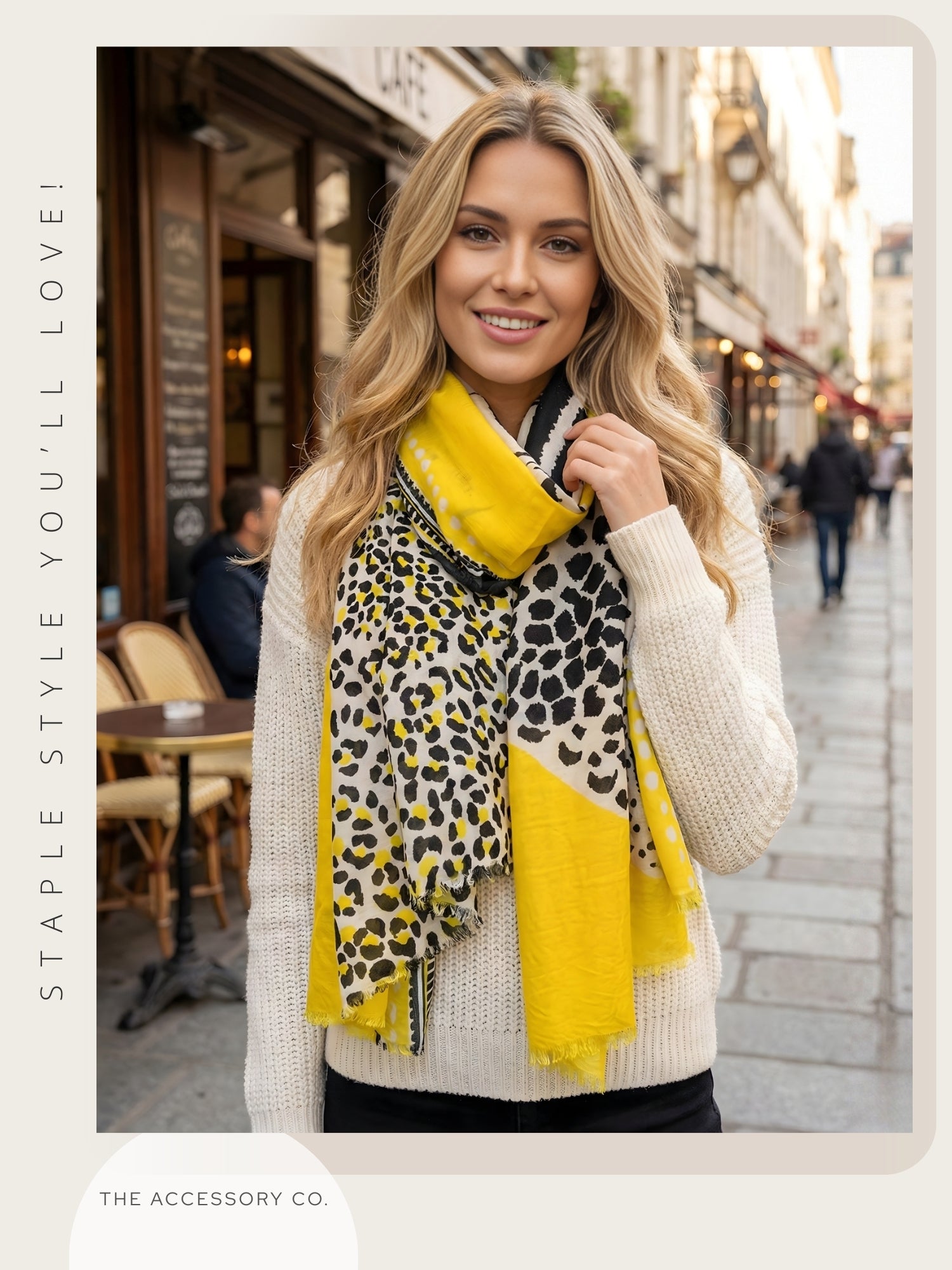 LARGE YELLOW TIGER AND LEOPARD PRINT SHAWL SCARF