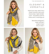 LARGE YELLOW TIGER AND LEOPARD PRINT SHAWL SCARF