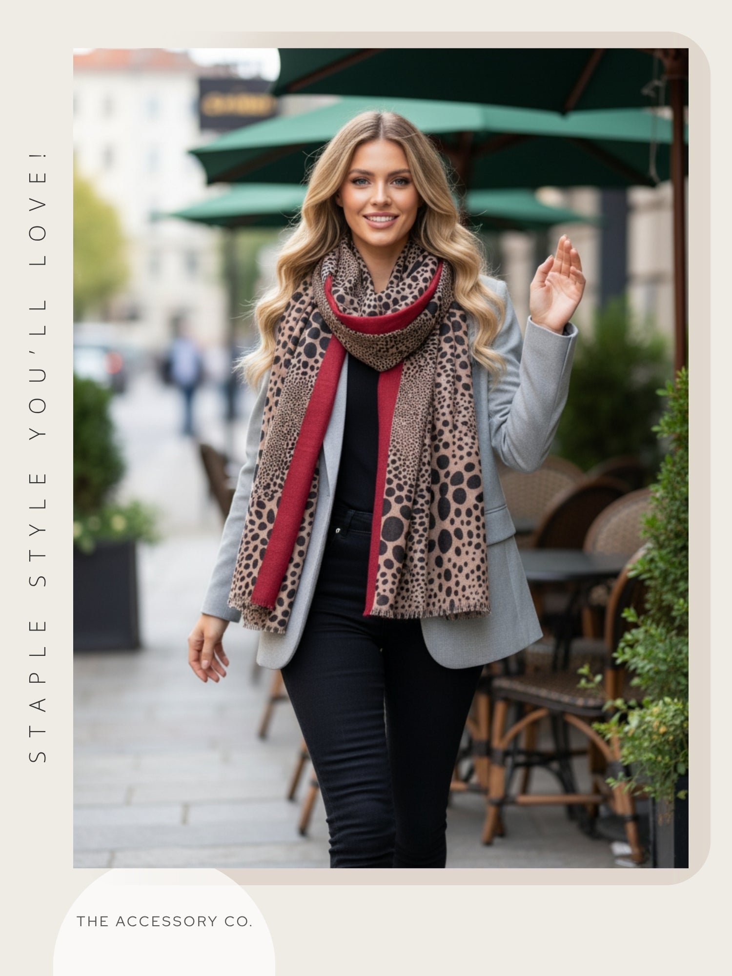 LIGHTWEIGHT BURGUNDY LEOPARD DOT PRINT SCARF