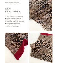 LIGHTWEIGHT BURGUNDY LEOPARD DOT PRINT SCARF