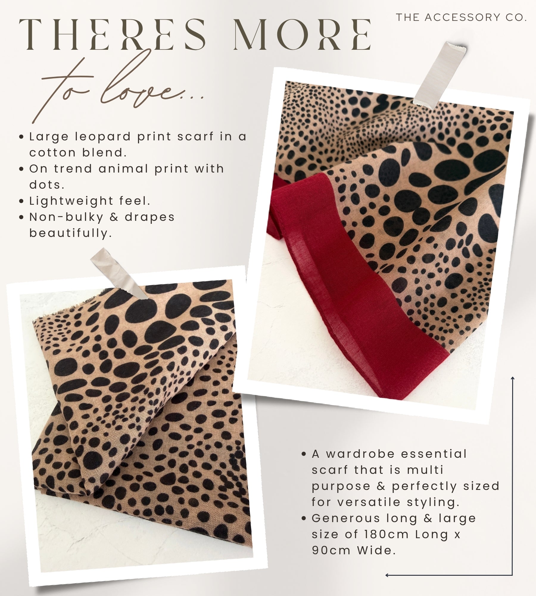 LIGHTWEIGHT BURGUNDY LEOPARD DOT PRINT SCARF