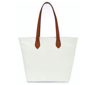 LIGHTWEIGHT WHITE FAUX LEATHER TOTE HANDBAG - A-SHU.CO.UK