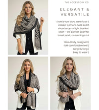 LIGHTWEIGHT BLACK LEOPARD DOT PRINT SCARF