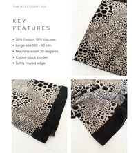 LIGHTWEIGHT BLACK LEOPARD DOT PRINT SCARF