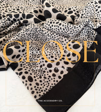 LIGHTWEIGHT BLACK LEOPARD DOT PRINT SCARF