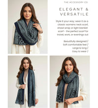LIGHTWEIGHT BLUE LEOPARD DOT PRINT SCARF