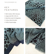 LIGHTWEIGHT BLUE LEOPARD DOT PRINT SCARF