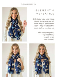 LIGHTWEIGHT BLUE SCARF WITH CATS - A-SHU.CO.UK