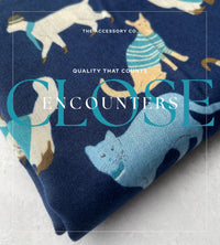 LIGHTWEIGHT BLUE SCARF WITH CATS - A-SHU.CO.UK