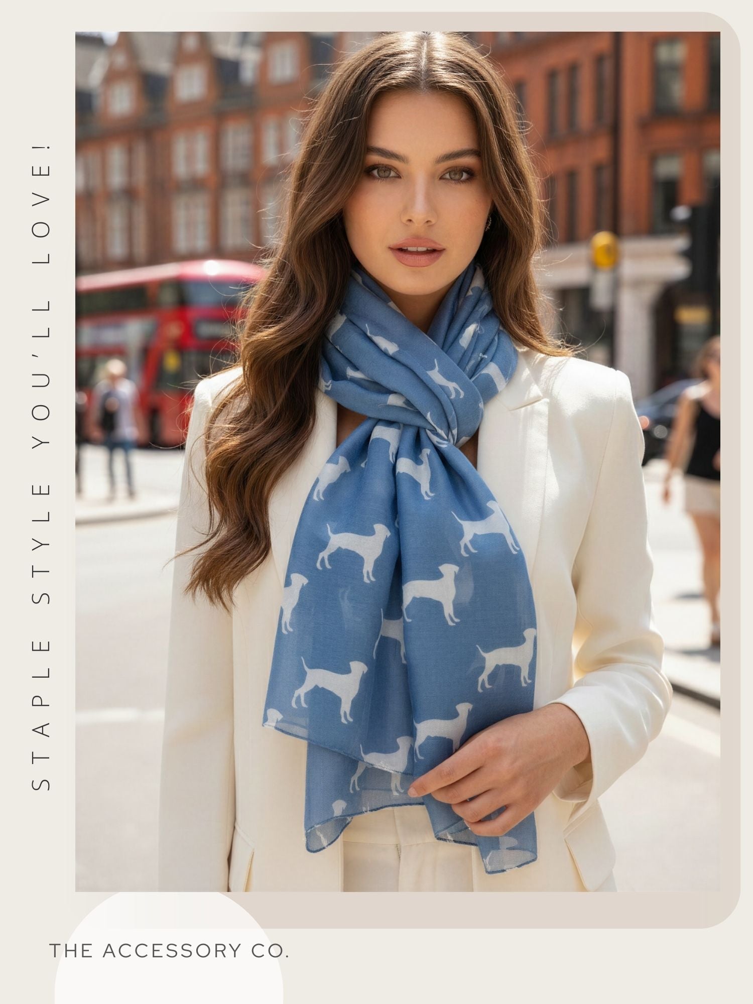 LIGHTWEIGHT DENIM BLUE DOG PRINT SHEER NECK SCARF - A-SHU.CO.UK