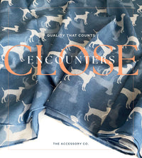 LIGHTWEIGHT DENIM BLUE DOG PRINT SHEER NECK SCARF - A-SHU.CO.UK