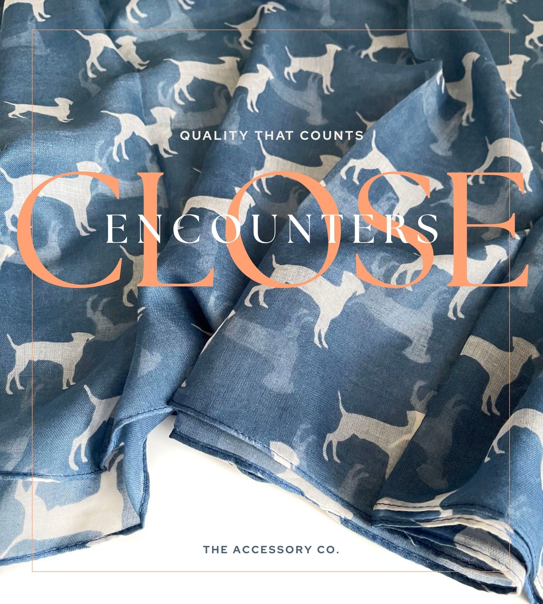 LIGHTWEIGHT DENIM BLUE DOG PRINT SHEER NECK SCARF - A-SHU.CO.UK