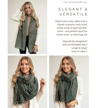 LIGHTWEIGHT GREEN LEOPARD DOT PRINT SCARF
