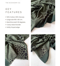 LIGHTWEIGHT GREEN LEOPARD DOT PRINT SCARF