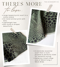 LIGHTWEIGHT GREEN LEOPARD DOT PRINT SCARF
