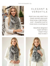LIGHTWEIGHT GREY DOG PRINT SHEER NECK SCARF - A-SHU.CO.UK