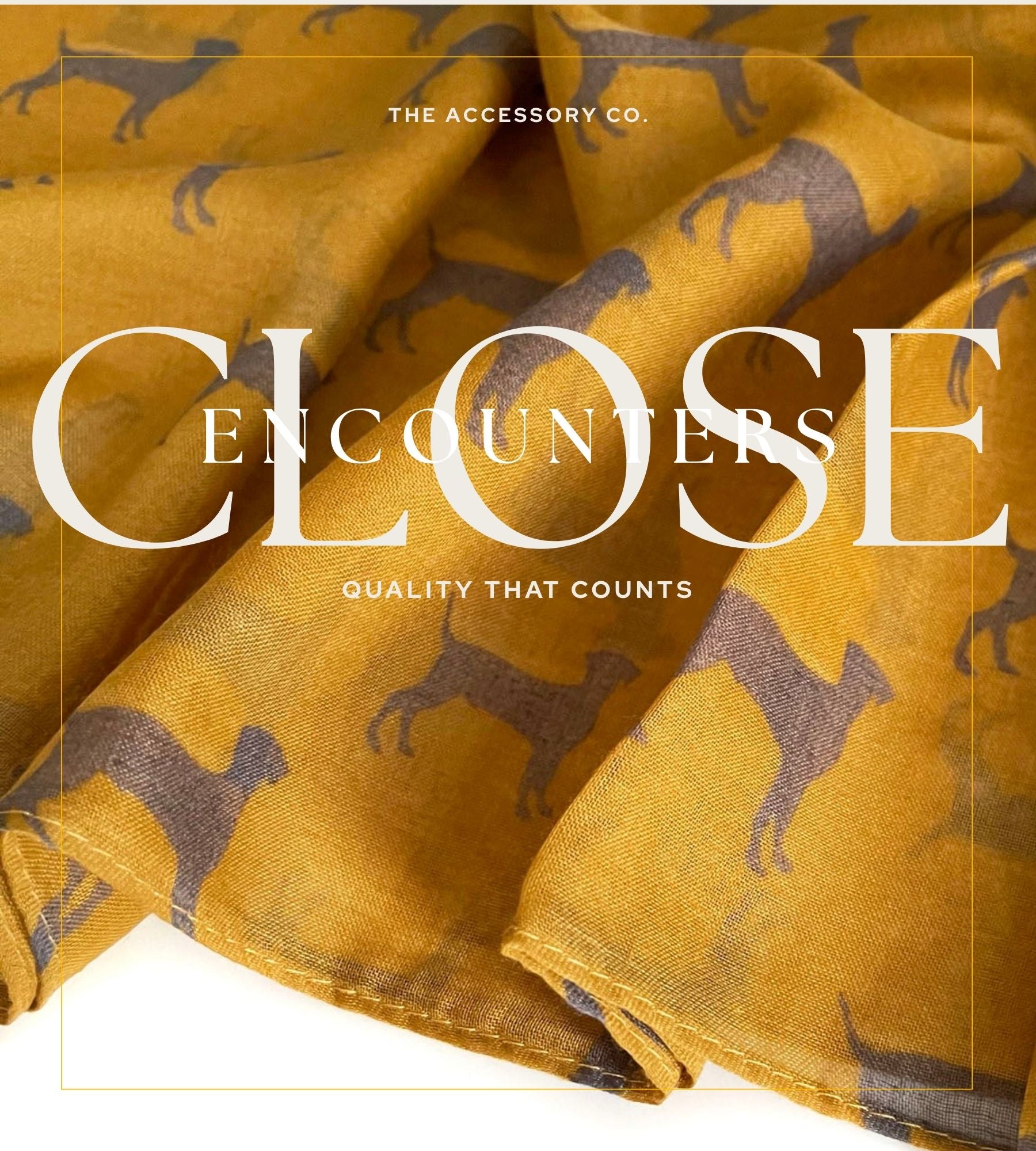 LIGHTWEIGHT MUSTARD YELLOW DOG PRINT SHEER NECK SCARF - A-SHU.CO.UK