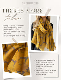 LIGHTWEIGHT MUSTARD YELLOW DOG PRINT SHEER NECK SCARF - A-SHU.CO.UK