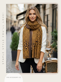 LIGHTWEIGHT MUSTARD YELLOW LEOPARD DOT PRINT SCARF