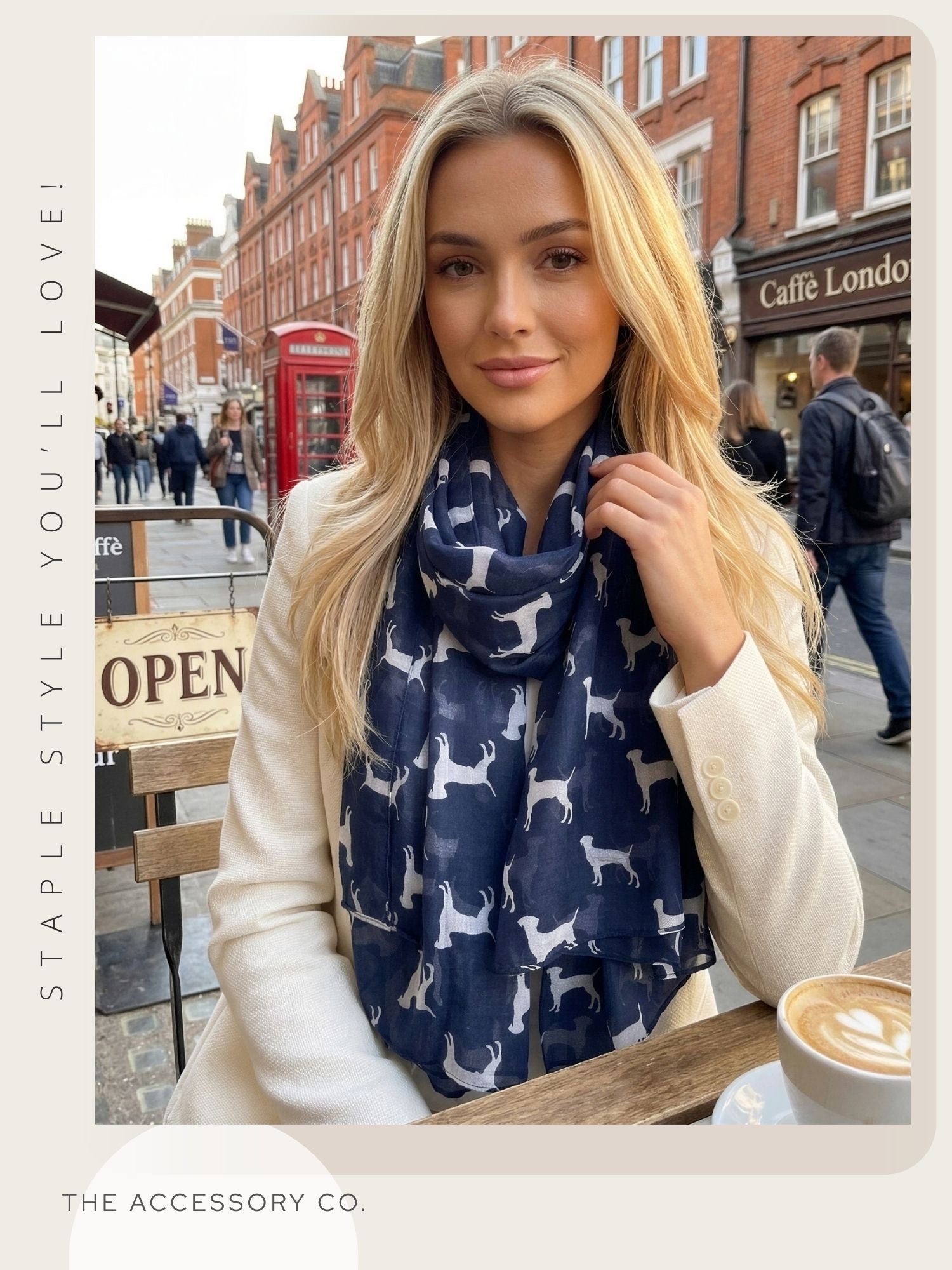 LIGHTWEIGHT NAVY BLUE DOG PRINT SHEER NECK SCARF - A-SHU.CO.UK