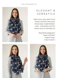 LIGHTWEIGHT NAVY BLUE DOG PRINT SHEER NECK SCARF - A-SHU.CO.UK