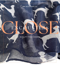 LIGHTWEIGHT NAVY BLUE DOG PRINT SHEER NECK SCARF - A-SHU.CO.UK