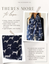 LIGHTWEIGHT NAVY BLUE DOG PRINT SHEER NECK SCARF - A-SHU.CO.UK