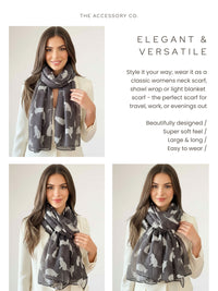LIGHTWEIGHT PLAIN GREY AND WHITE CAT SCARF - A-SHU.CO.UK