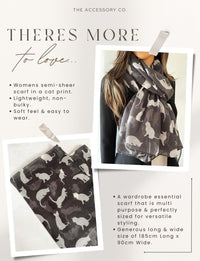 LIGHTWEIGHT PLAIN GREY AND WHITE CAT SCARF - A-SHU.CO.UK