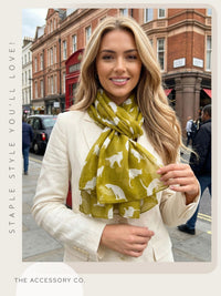 LIGHTWEIGHT PLAIN MUSTARD AND BEIGE CAT SCARF - A-SHU.CO.UK