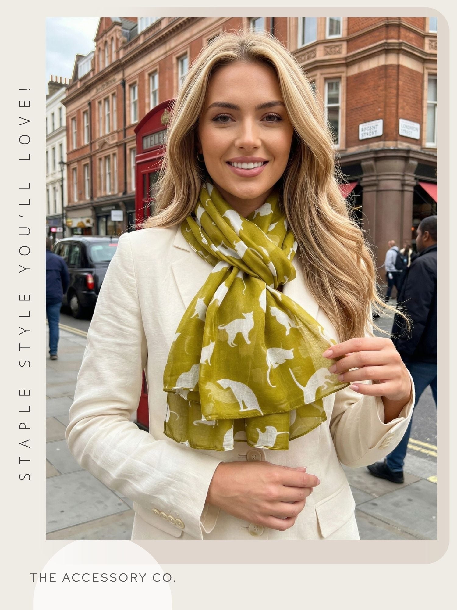 LIGHTWEIGHT PLAIN MUSTARD AND BEIGE CAT SCARF - A-SHU.CO.UK