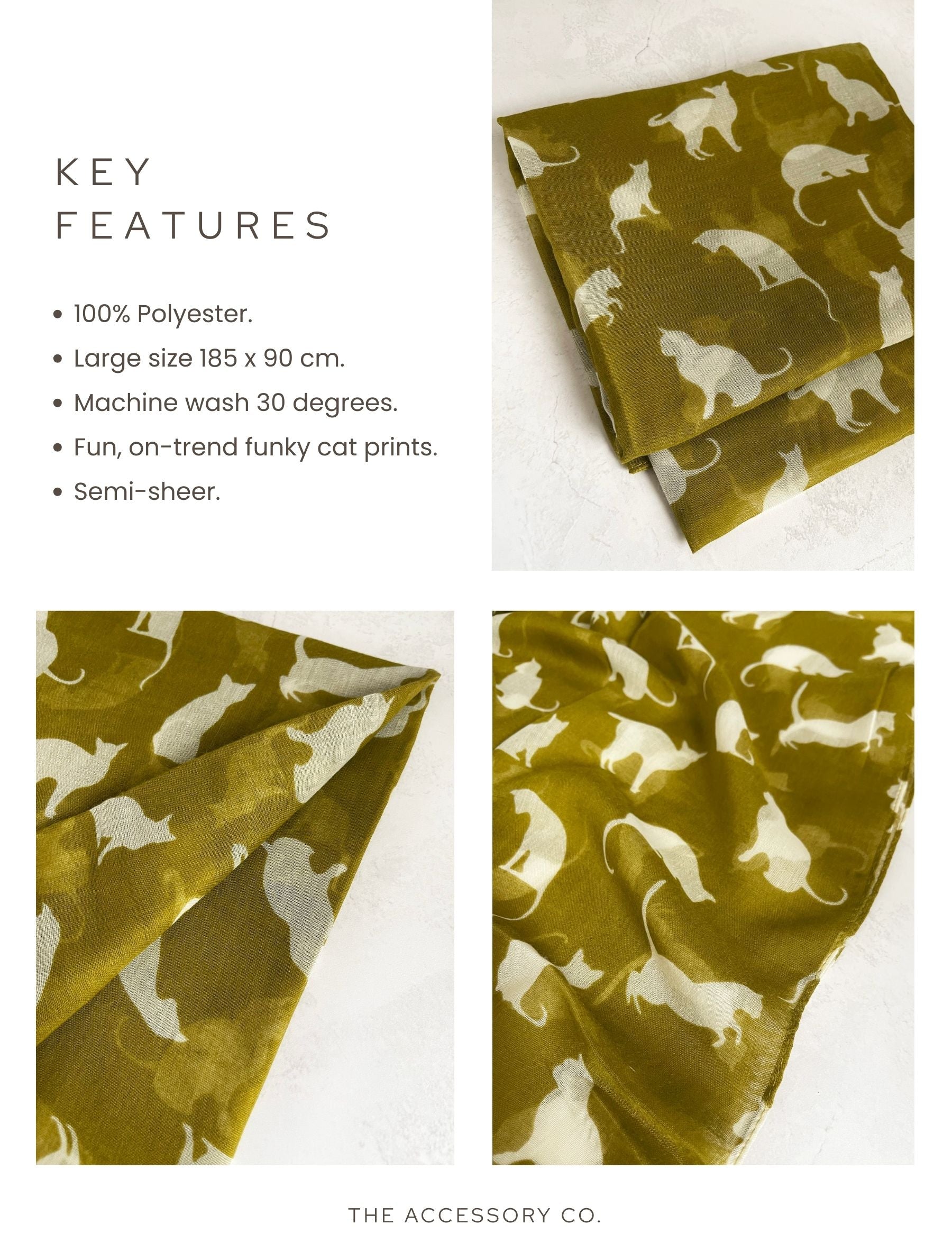 LIGHTWEIGHT PLAIN MUSTARD AND BEIGE CAT SCARF - A-SHU.CO.UK