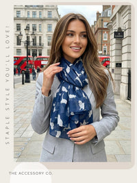 LIGHTWEIGHT PLAIN NAVY AND WHITE CAT SCARF - A-SHU.CO.UK