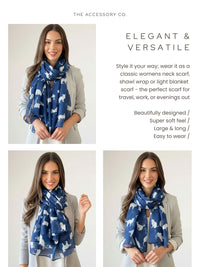 LIGHTWEIGHT PLAIN NAVY AND WHITE CAT SCARF - A-SHU.CO.UK