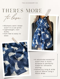LIGHTWEIGHT PLAIN NAVY AND WHITE CAT SCARF - A-SHU.CO.UK