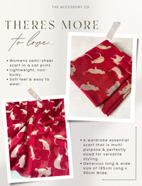 LIGHTWEIGHT PLAIN RED AND BEIGE CAT SCARF - A-SHU.CO.UK