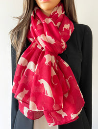 LIGHTWEIGHT PLAIN RED AND BEIGE CAT SCARF