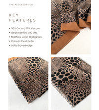 LIGHTWEIGHT TAUPE LEOPARD DOT PRINT SCARF