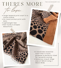 LIGHTWEIGHT TAUPE LEOPARD DOT PRINT SCARF