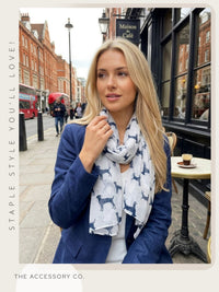 LIGHTWEIGHT WHITE DOG PRINT SHEER NECK SCARF - A-SHU.CO.UK
