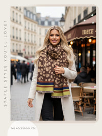 LIME CASHMERE BLEND COLOURFUL LEOPARD PRINT SCARF