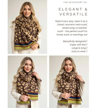 LIME CASHMERE BLEND COLOURFUL LEOPARD PRINT SCARF
