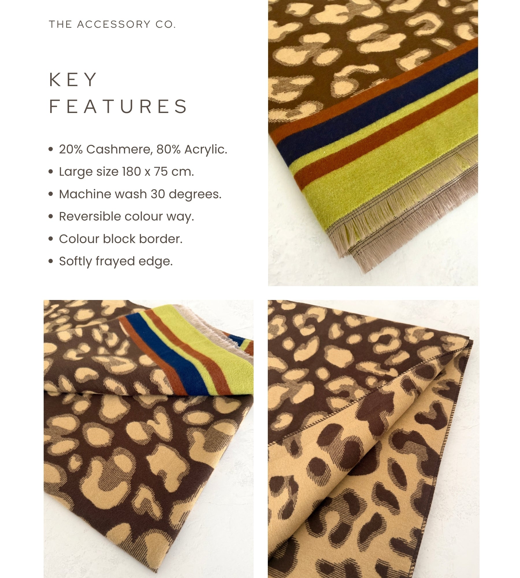 LIME CASHMERE BLEND COLOURFUL LEOPARD PRINT SCARF
