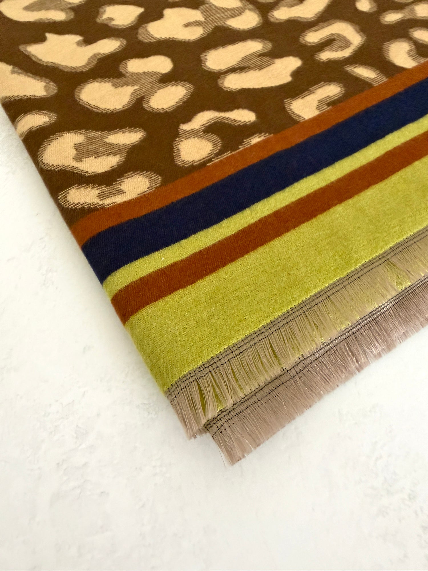 LIME CASHMERE BLEND COLOURFUL LEOPARD PRINT SCARF
