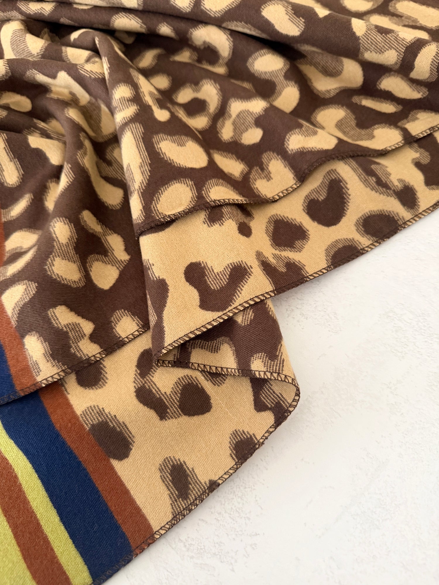 LIME CASHMERE BLEND COLOURFUL LEOPARD PRINT SCARF