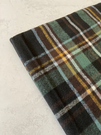 LONG BLACK WOOL MIX CHECKED TARTAN SCARF