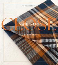 LONG NAVY BLUE WOOL BLEND CHECKED TARTAN SCARF